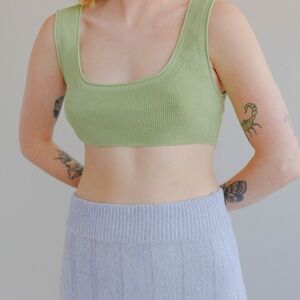 Rus the brand Green Ribbed knit bralette crop top